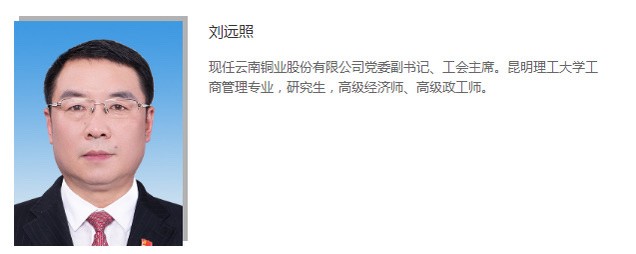 中国铝业集团云南铜业股份有限公司党委副书记、工会主席刘远照接受审查调查