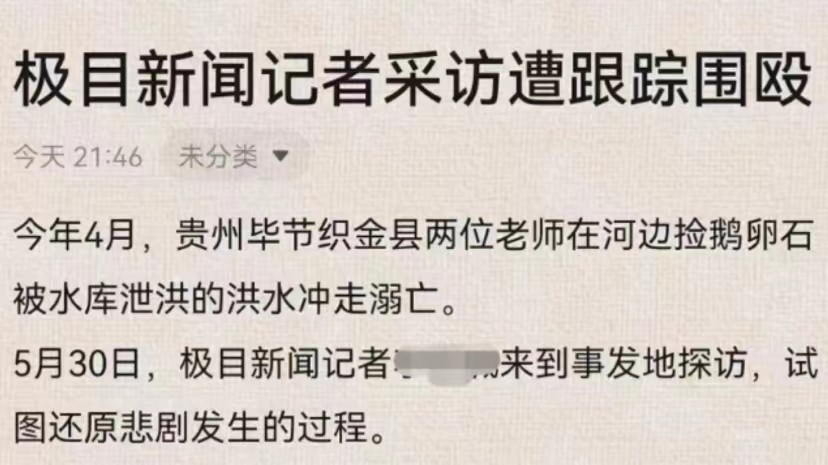 极目新闻记者贵州织金暗访遭跟踪围殴：他触动了谁的神经？